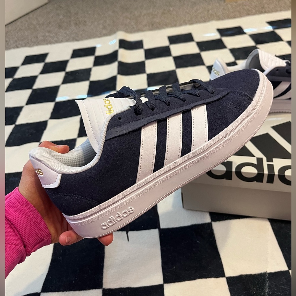 Navy blue adidas grand court alphas! Men’s size 8 or women’s size 9.5